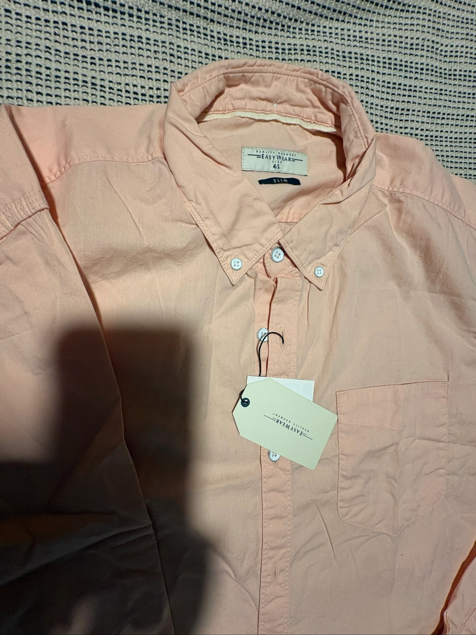 Camisa hombre salmón Easy Wear El Corte Inglés talla L slim fit shirt chemise hemden – photo 2